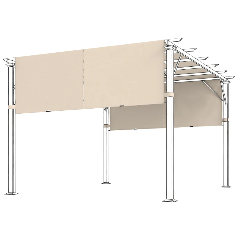 Outsunny Abdeckung für Pergola-Gazebo 3 x 3,6 m, Gazebo-Tuch aus Polyester 180 g/m² mit Stangentaschen und Gurten, UV30+, Nur Abdeckung, 548x122 cm, Khaki