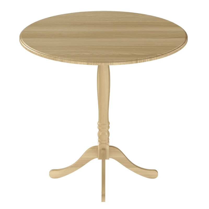 HOMCOM Mesa de comedor redonda para 4 personas Ø 80 cm, mesa de cocina, base de acero, estilo moderno, madera natural