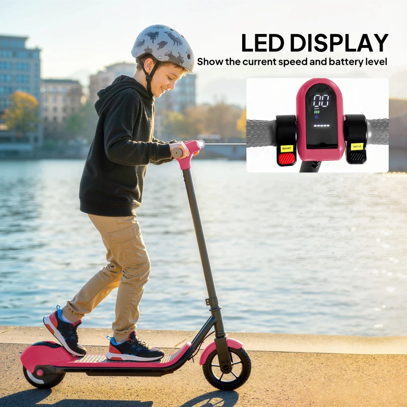 SPORTNOW Electric Scooter for Kids, with LED Display, Pink