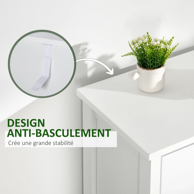 HOMCOM Chiffonnier commode meuble de rangement 5 tiroirs multicolores avec poignée métal coquille MDF - dim. 45L x 30l x 95,4H cm