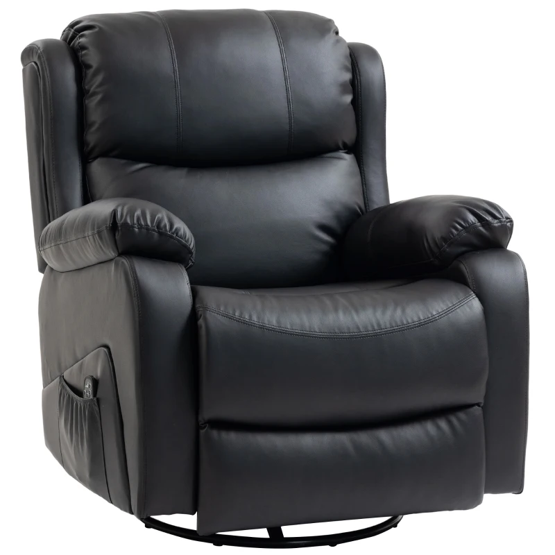 HOMCOM Sillón Relax Reclinable con 8 Puntos de Masaje, Calefacción y Reposapiés, 87x97X100 cm, Negro