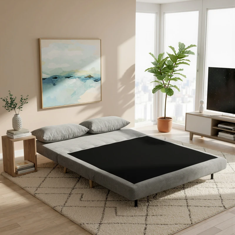 HOMCOM Slaapbank, Logeerbed, 3-standen Verstelbare Rugleuning, Linnenlook, tot 120 kg, 141 x 90 x 81 cm, Grijs(m-8)