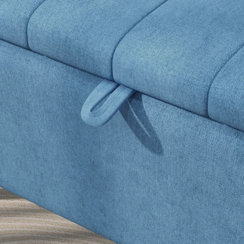 HOMCOM Banco baúl rectangular con asiento acolchado y patas de acero, puf reposapiés en tejido efecto lino para dormitorio y salón, 102x40x44 cm, Azul oscuro