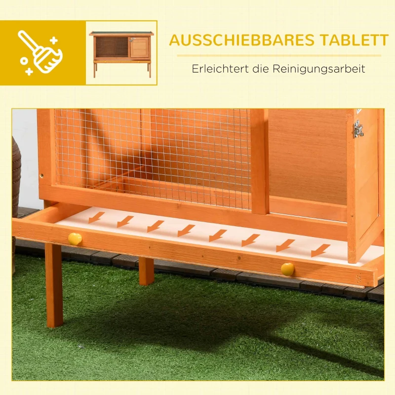 PawHut Konijnenhok konijnenkooi haas kleine dierenhok konijnenstal hout 90 x 45 x 65 cm(m-6)