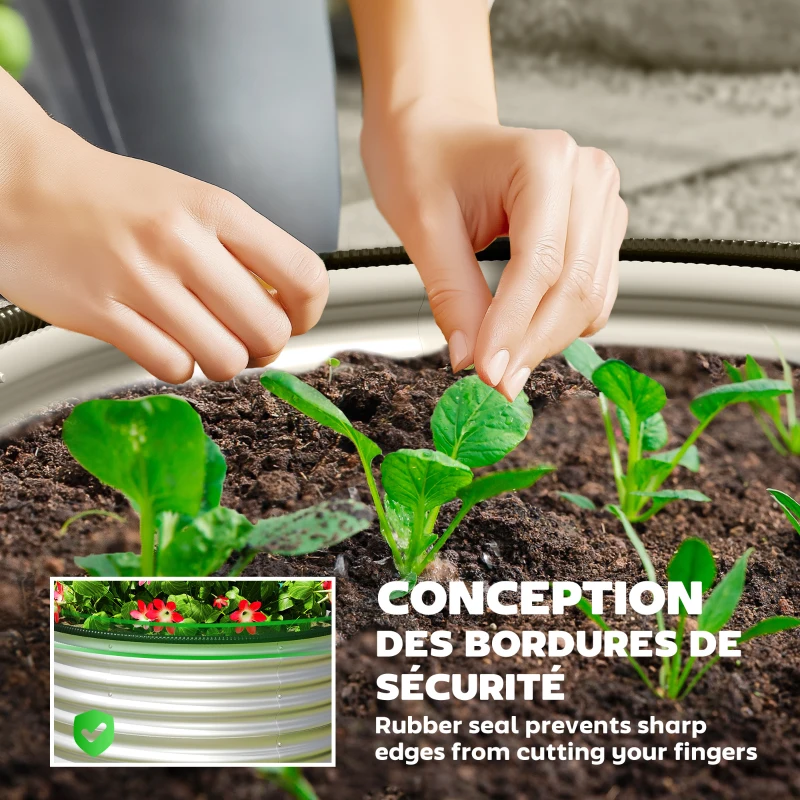 Outsunny Lot de 2 jardinières surélevées kit de jardinière ronde surélevée fonds ouverts acier galvanisé 90 x 90 x 56 cm argent