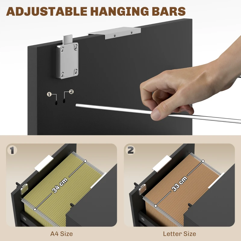 HOMCOM Two-Drawer Lockable Filing Cabinet - Black