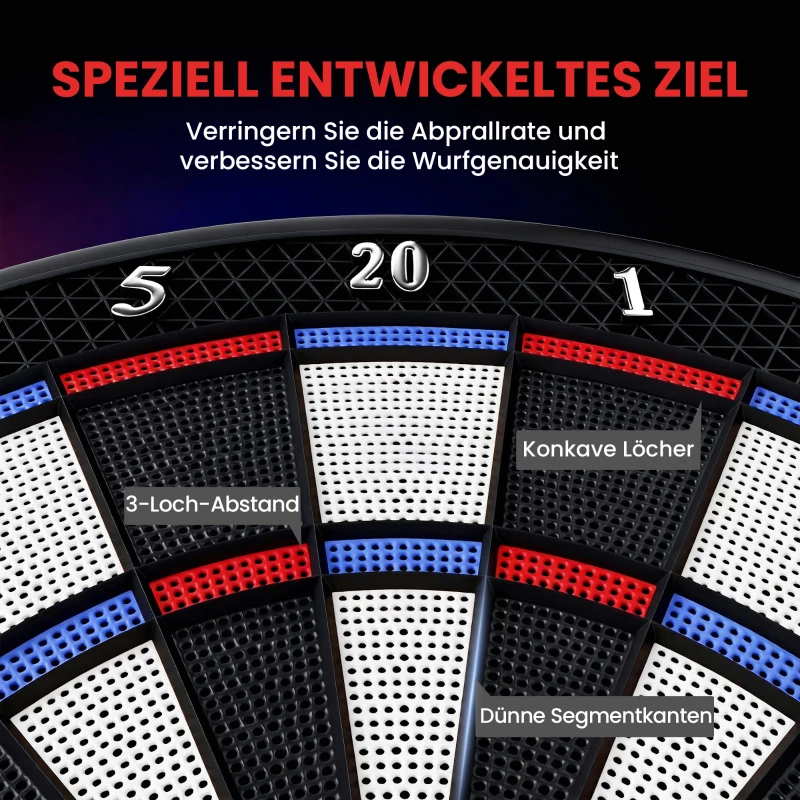SPORTNOW Elektroniczna tarcza do darta dla 1-8 graczy, wyświetlacz LCD, 6 zestawów rzutków, kolorowa