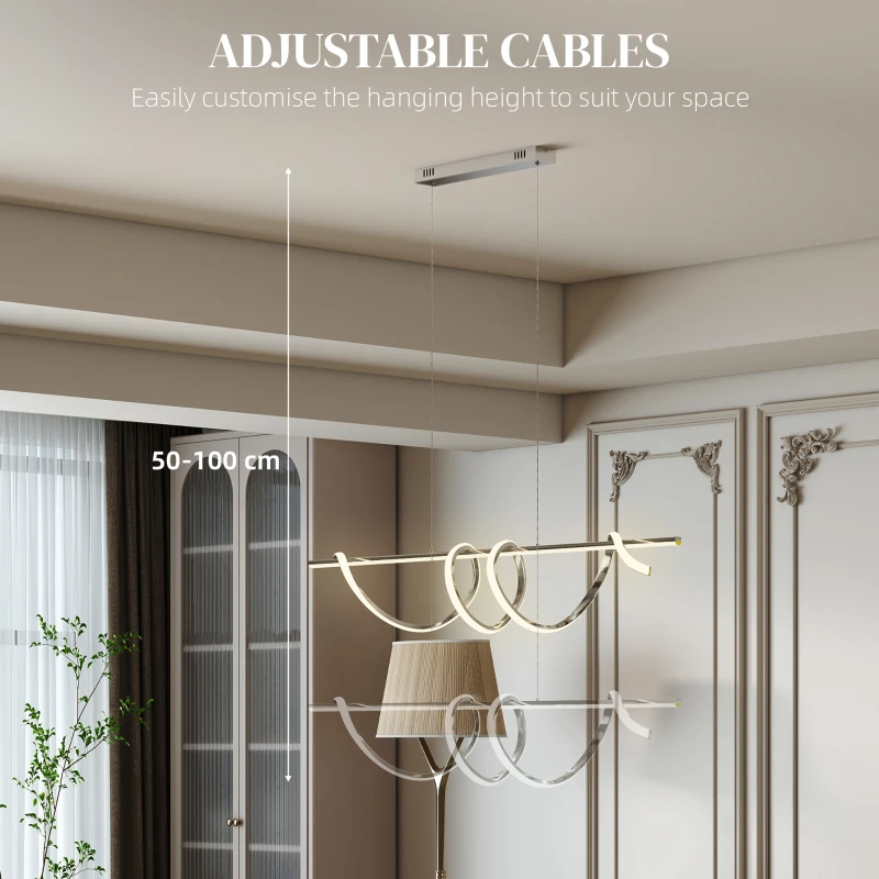 HOMCOM Pendant Light with 3 Colour Temperatures - Silver Tone