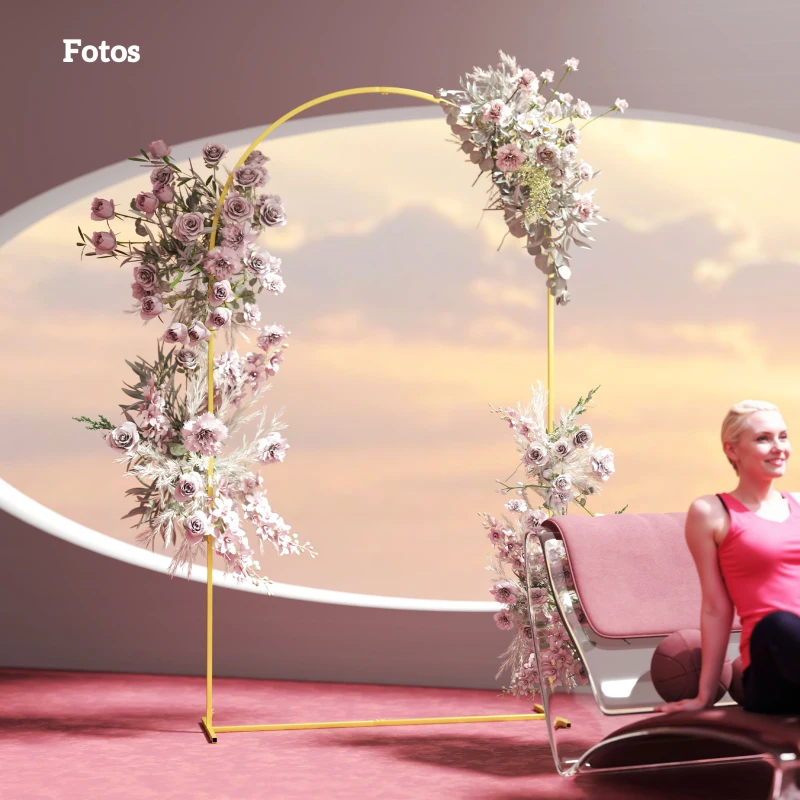 Outsunny Arco de Jardim de Metal para Decoração Casamentos com Revestimento em Pó Resistente às Intempéries 120x40x220 cm Dourado