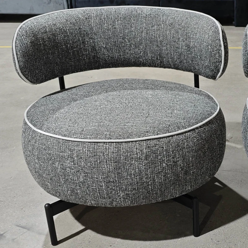 HOMCOM Poltrona de Sala com Assento Rotativo Revestida em Tecido Linho Assento Amplo Acolchoado Espesso Pés de Metal Cinzento Escuro