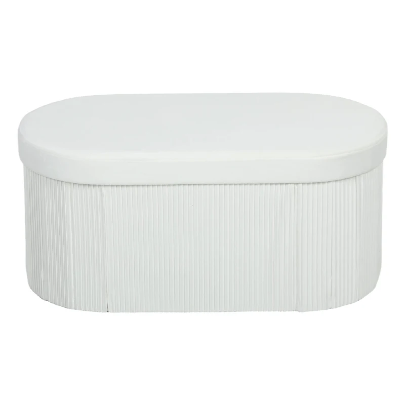 HOMCOM Storage Ottoman Folding Storage Bench 72 L 76x38x35 cm Velvet Upholstery Storage Chest Cream