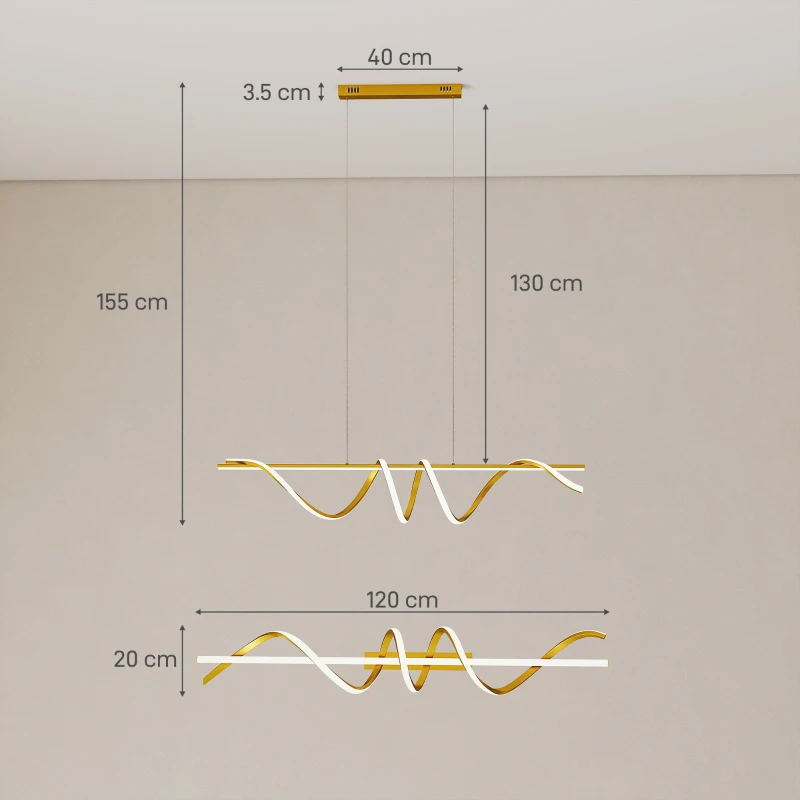HOMCOM Pendant Light with 3 Colour Temperatures - Gold Tone