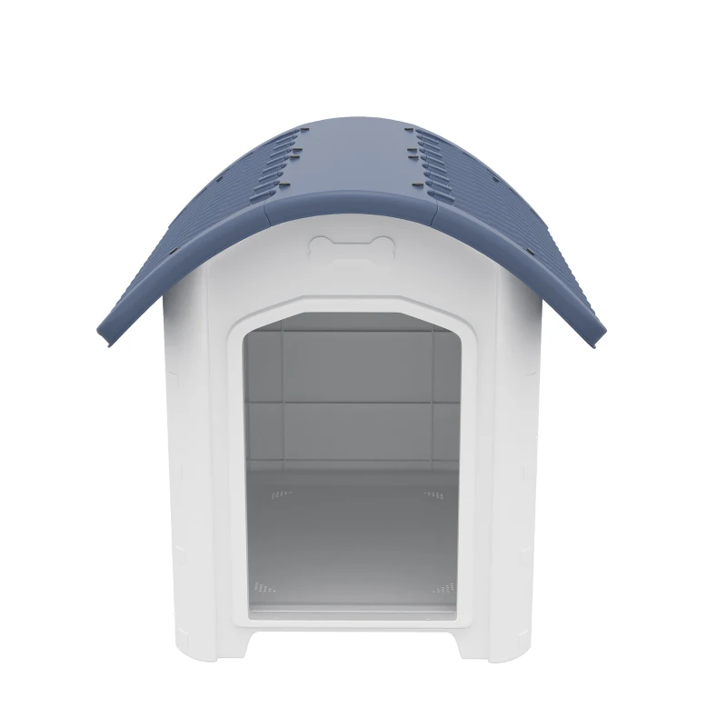 PawHut Outdoor Dog Kennel, Plastic Dog House with Removable Floor, Waterproof Roof, Raised Floor, 71 x 60 x 63 cm