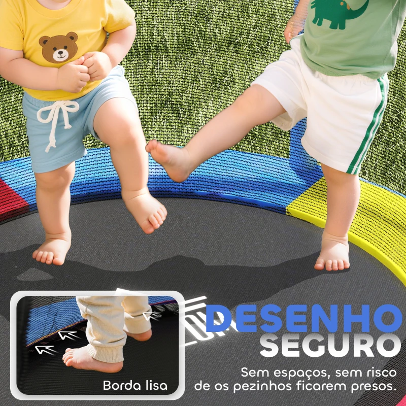 HOMCOM Trampolim Infantil Ø140x190 cm Trampolim para Crianças de 3-6 Anos com Rede de Segurança Carga 45 kg para Interior Azul