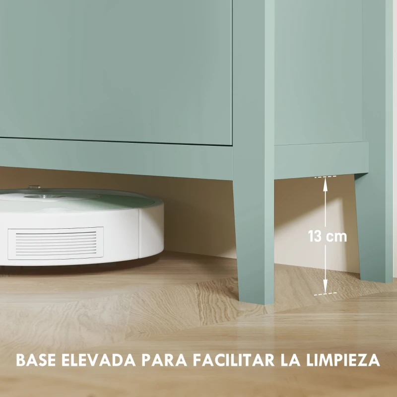 HOMCOM Zapatero Estrecho con 4 Compartimentos y Tiradores de Cuero PU para Pasillo y Recibidor 105x24x95,5 cm Verde Claro