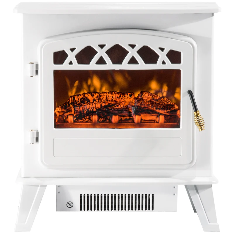 HOMCOM Camino Elettrico Moderno da Terra con Effetto Fiamma 925W/1850WBianco