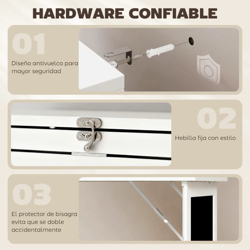 HOMCOM Escritorio Plegable con Estantería Mesa de Oficina con Pizarra y Múltiples Estantes Convertible con Baldas Ajustables 98x51x153 cm Blanco