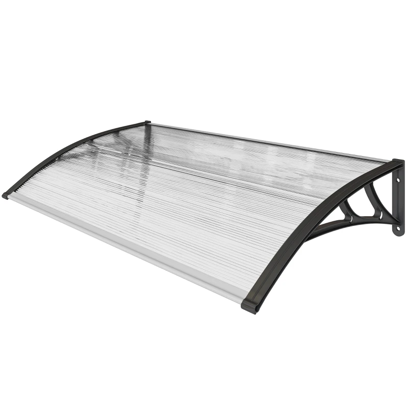 Outsunny Marquesina para Puertas y Ventanas 110x60 cm con Paneles de Policarbonato Barras de Aluminio Transparente