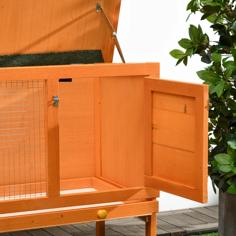 PawHut Konijnenhok konijnenkooi haas kleine dierenhok konijnenstal hout 90 x 45 x 65 cm(m-9)