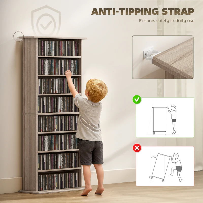 HOMCOM 360 CD Storage Unit - Natural Wood Finish