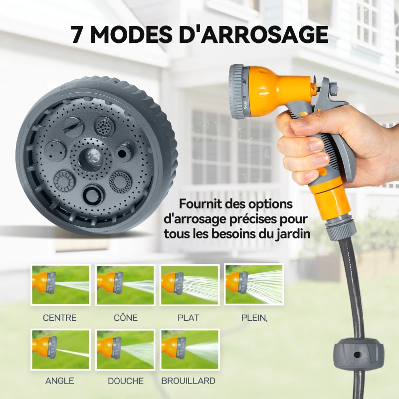 Outsunny Enrouleur Tuyau Arrosage Mural 30 m x Ø 15 mm Dévidoir Automatique de Tuyaux d'Eau Rétractable Automatique orange