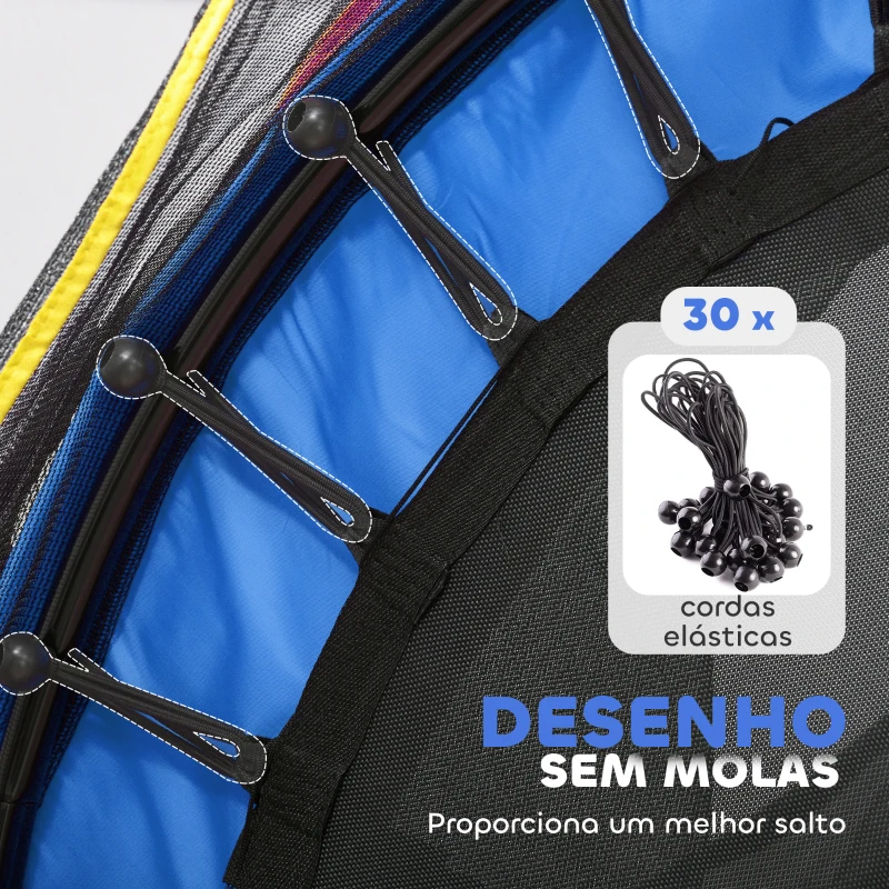 HOMCOM Trampolim Infantil Ø140x190 cm Trampolim para Crianças de 3-6 Anos com Rede de Segurança Carga 45 kg para Interior Azul