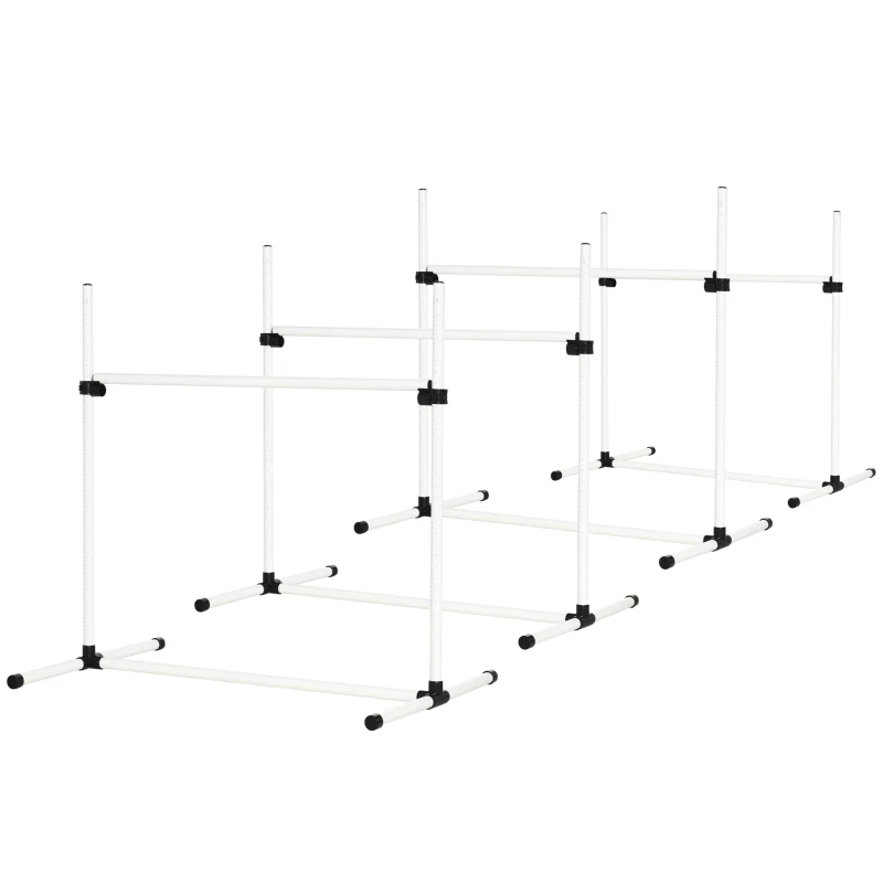 PawHut Conjunto de Treinamento de Agilidade para Cães 4 Peças Obstáculos de Salto com Altura Ajustável 99x65x94 cm  Azul