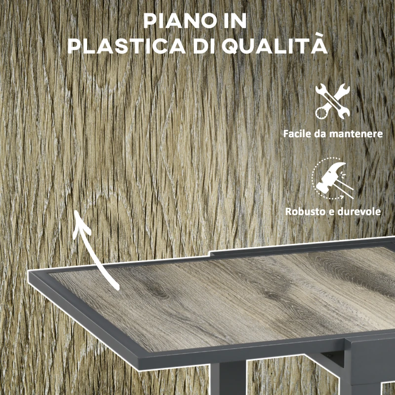 Outsunny Tavolo da Giardino Allungabile per 6 Persone in Plastica e Alluminio, 80/160x80x75 cm, Beige