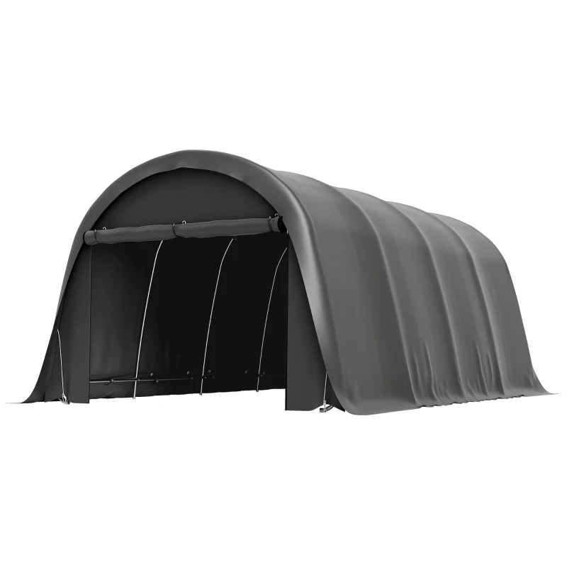 Outsunny Tenda Carport Garagem 300 x 600 cm resistente ao inverno, tenda de armazenamento à prova d'água com laterais removíveis, grande porta de enrolar, UPF50+