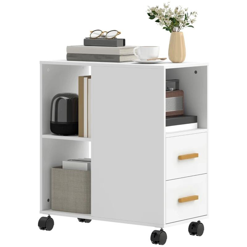 HOMCOM Printer Stand & Table with Adjustable Shelf, Wheels for Fax/Scanner 60 x 30 x 65 cm White