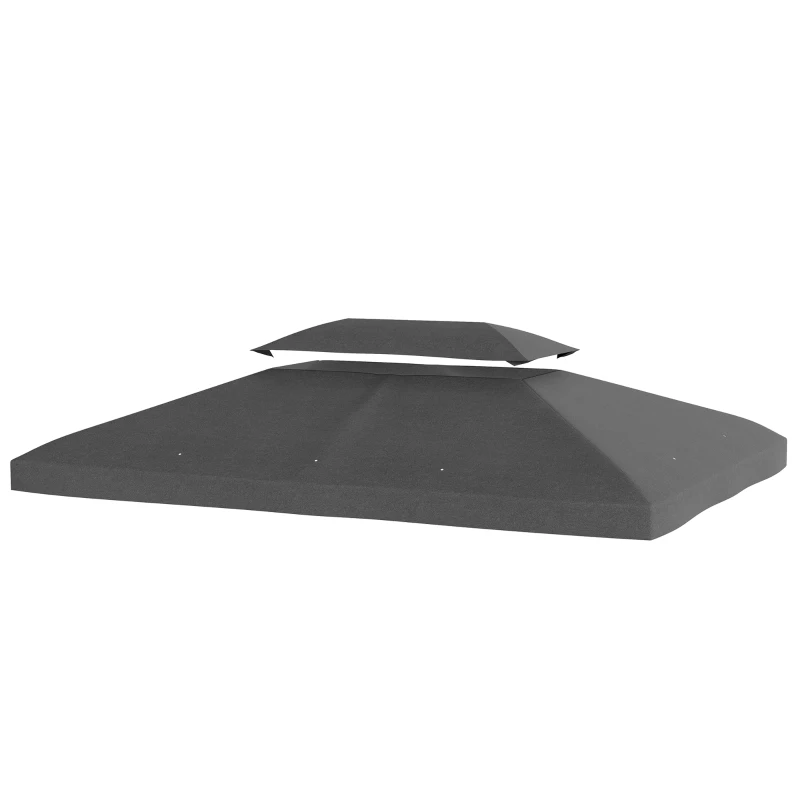 Outsunny Telo di Ricambio 4x3 m con Tetto Doppio Fori di Drenaggio e Protezione UV Solo telo NO include struttura Grigio Scuro