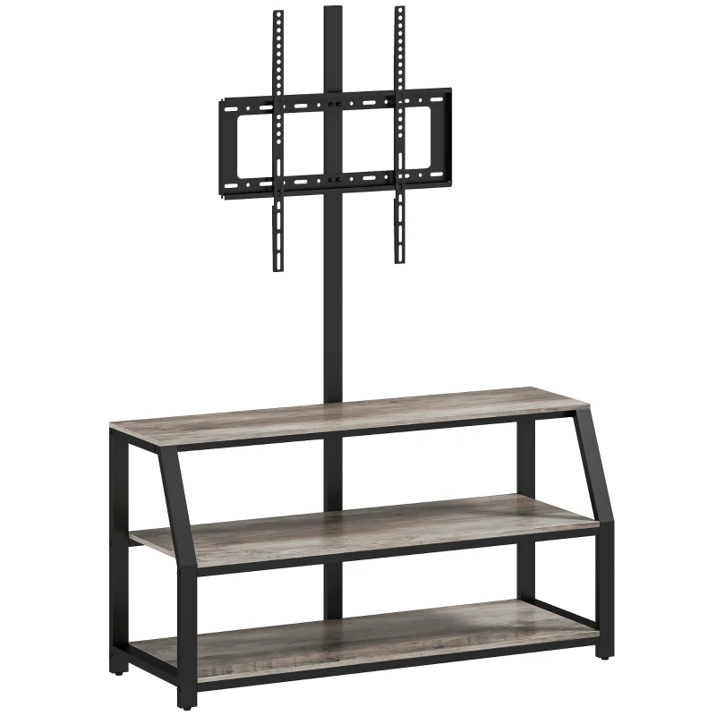 HOMCOM Meuble TV avec support pour téléviseurs jusqu'à 72 pouces, meuble télé avec 2 étagères ouvertes, 110x43x150cm, gris