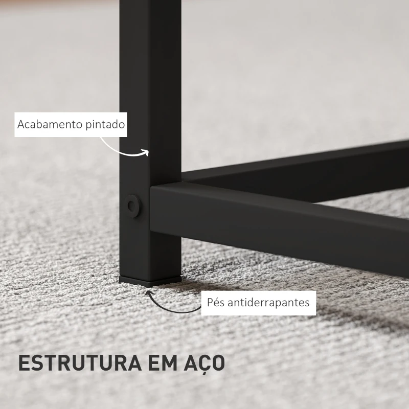 HOMCOM Conjunto de 2 Mesas de Centro Mesas Ninho Modernas Mesas Auxiliares Pés de Aço para Sala Quarto Escritório Carvalho