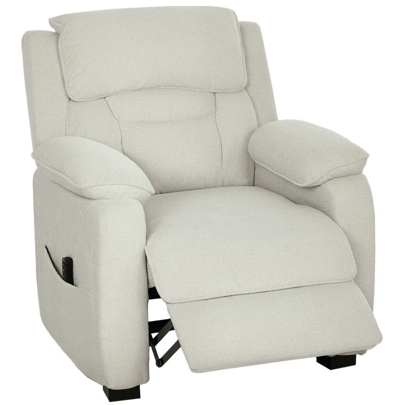 HOMCOM 150° Verstellbarer Samt-Relaxsessel mit Fußstütze, Fernbedienung und Seitentasche, 96x90x103 cm, Beige