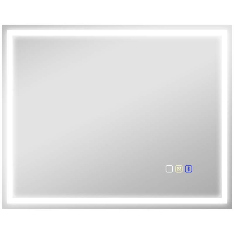 HOMCOM Specchio Da Bagno Con Luce LED 80x60 Cm: 3 Colori, Antiappannamento, IP44, Interruttore A Sfioramento