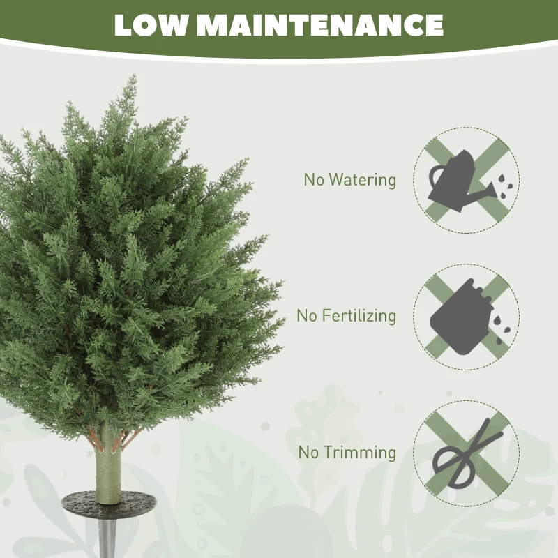 HOMCOM 60 cm Artificial Cypress Tree with Ground Stake, Set of 2 Artificial Plants for Indoor & Outdoor, UV Resistant, Green