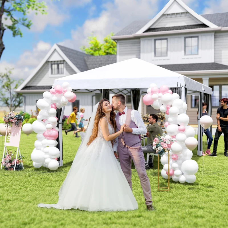 Outsunny Gazebo da Giardino 6x3 m Pieghevole con Zanzariera e Borsa di Trasporto, Crema