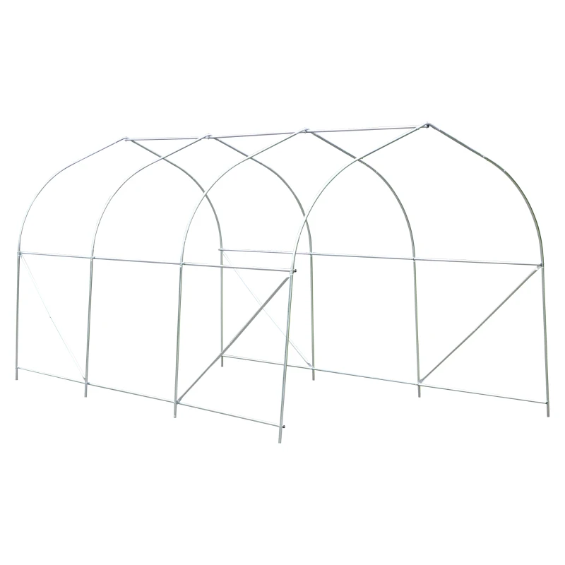 Outsunny Estufa Tipo Túnel 595x300x200cm Estufa de Jardim Grande com 12 Janelas e Porta Enrolável com Zíper para Cultivo de Plantas Branco