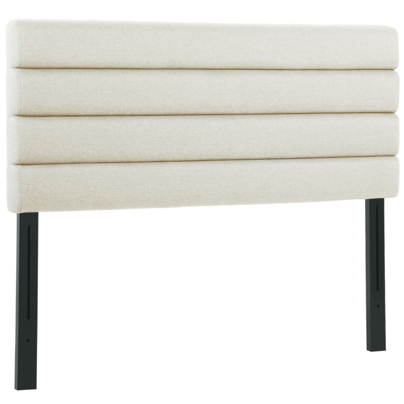 HOMCOM Cabecero de Cama 140 cm Tapizado en Lino Altura Ajustable de 3 Niveles 106/116/126 cm Montado a la Pared Beige