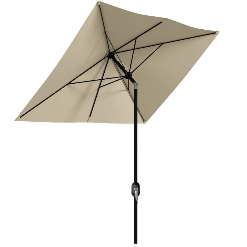 Outsunny Parasol rectangular inclinable 2x3 m con manivela tela de poliéster impermeabilizada de alta densidad 180 g/m² crema