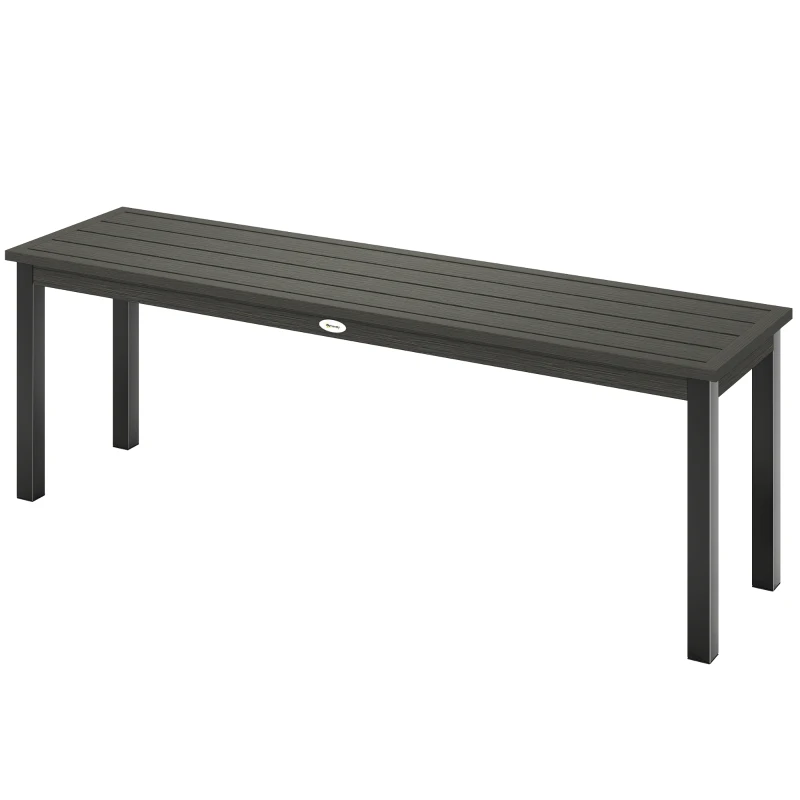 Outsunny 2 Seater Garden Bench, Outdoor Bench Loveseat with Wood-Effect Slatted Seat and Steel Frame for Patio, Park, Grey
