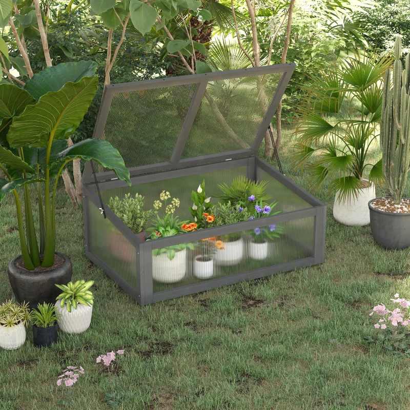 Outsunny Mini Kweekhuis, Klein Kweekhuis voor de Tuin, met PC-platen, Goede Lichtdoorlatendheid, 100L x 65B x 40H cm