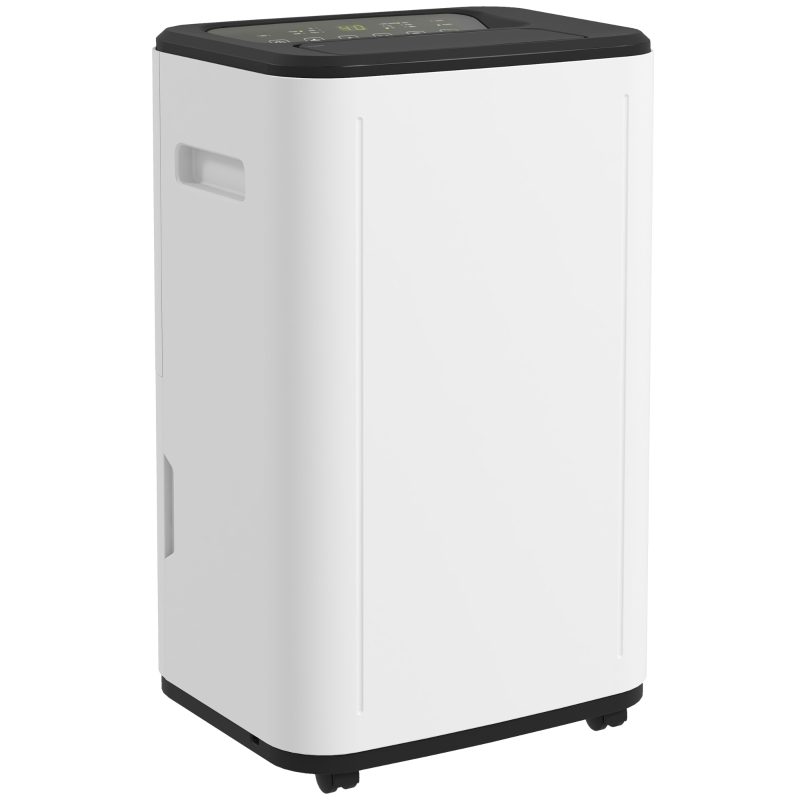 HOMCOM Deshumidificador Eléctrico Depósito de Agua 6 Litro 20L/día con 3 Modos 2 Velocidades Temporizador 33,5x26x53 cm Blanco