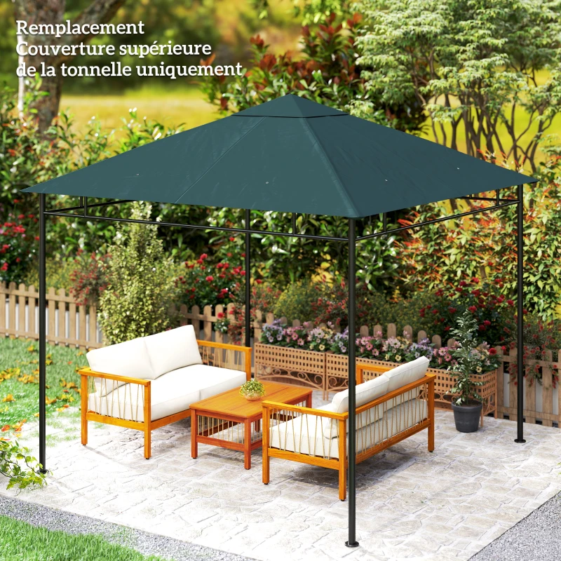 Outsunny Toile de rechange pour pavillon tonnelle tente toit de remplacement gazebo de jardin tissu polyester haute densité 180 g/m² anti-UV 3 x 3 m gris