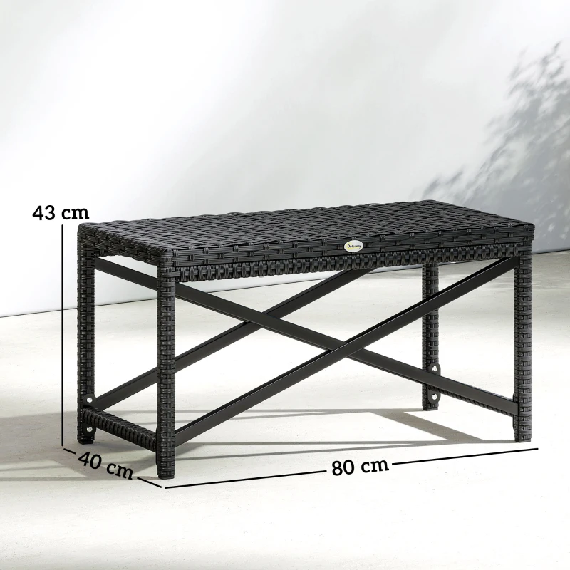 Outsunny Outdoor Coffee Table Side Table with X-Shape Frame for Patio, Balcony, Black
