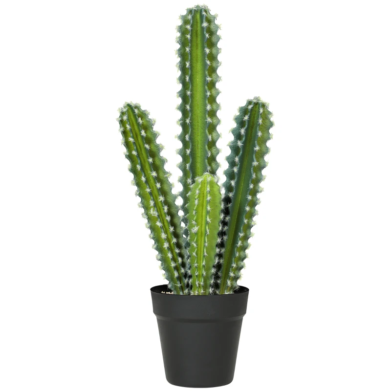 HOMCOM Planta artificial cactus 53 cm en maceta para hogar, oficina