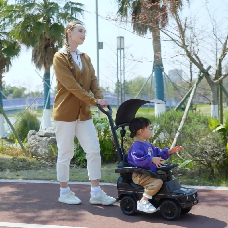 HOMCOM Loopauto met duwstang Mercedes-Benz G350 loopauto met stuur 3-in-1 duwauto voor 18-36 maanden kinderen Zwart