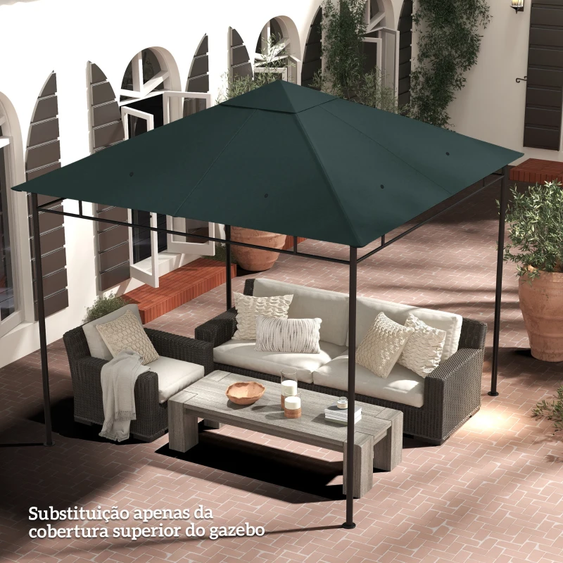 Outsunny Toldo de Substituição de 3x3m para Pérgola de Jardim com 8 Orifícios de Drenagem e Ventilação Cinza