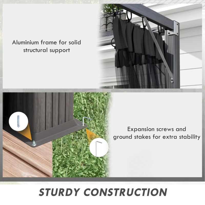 Outsunny 3 x 3m Aluminium Frame Pergola, with Retractable Roof - Dark Grey