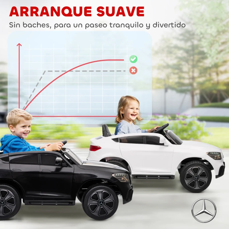 AIYAPLAY Coche Eléctrico para Niños Mercedes-Benz GLC Coupé 12V Mando a Distancia 2,4 G Motor Doble MP3 Puerto USB Blanco
